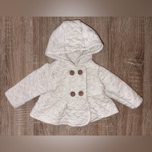 White Quilted Hooded Jacket with Floral Leggings